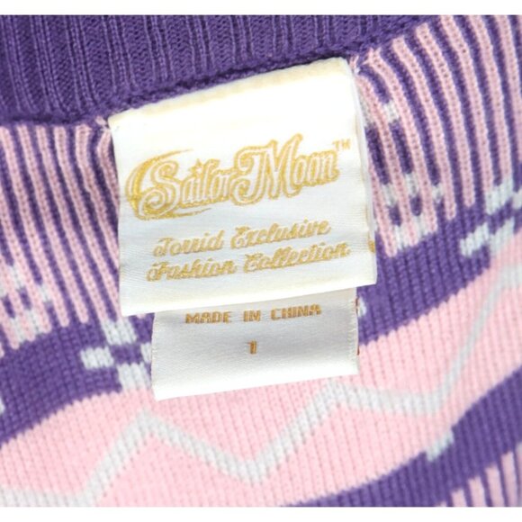 Sailor Moon Luna TORRID Fairisle Open Cardigan Sz 1 Pockets Pink/Grey/Purple 062 - Picture 5 of 5